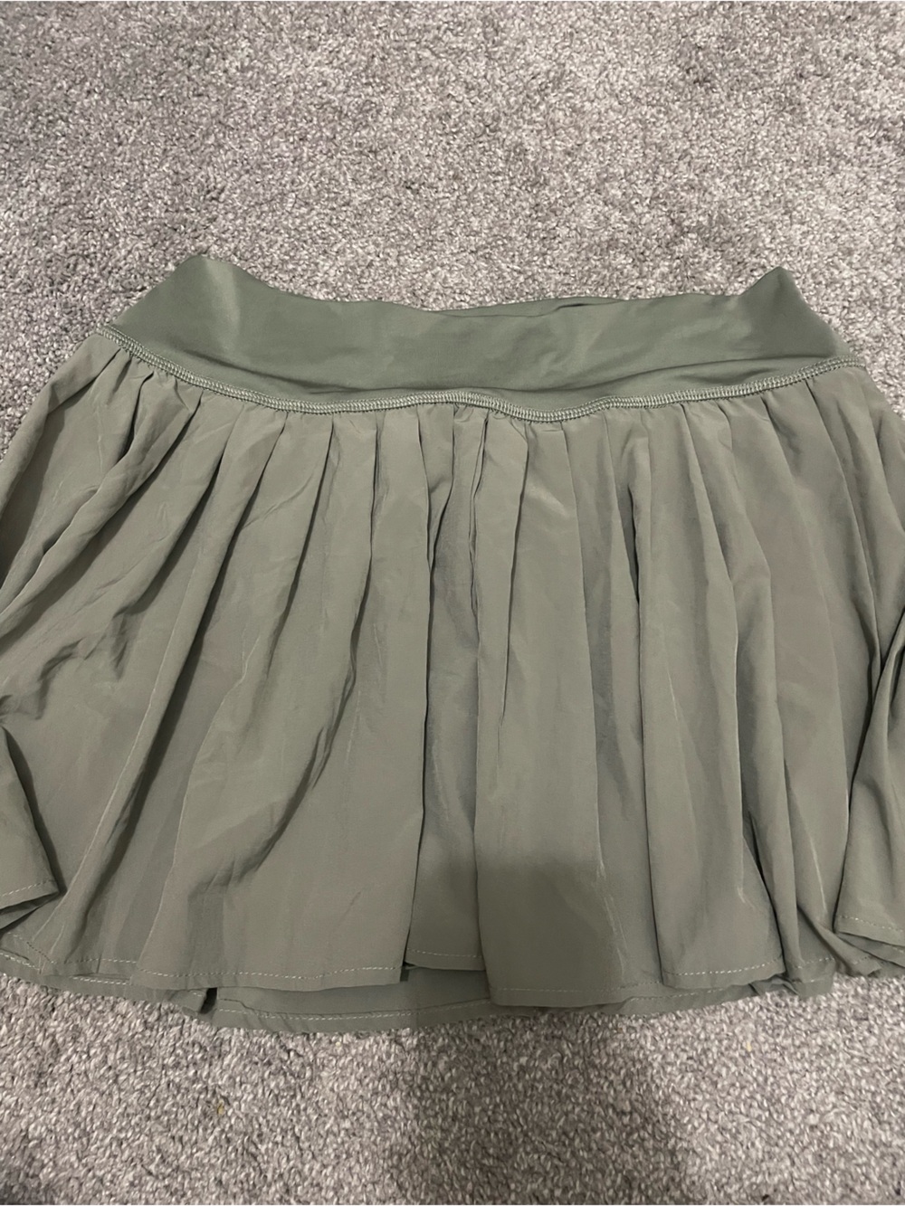 Girls Olive Green Pleated Skort with Comfortable Waistband
